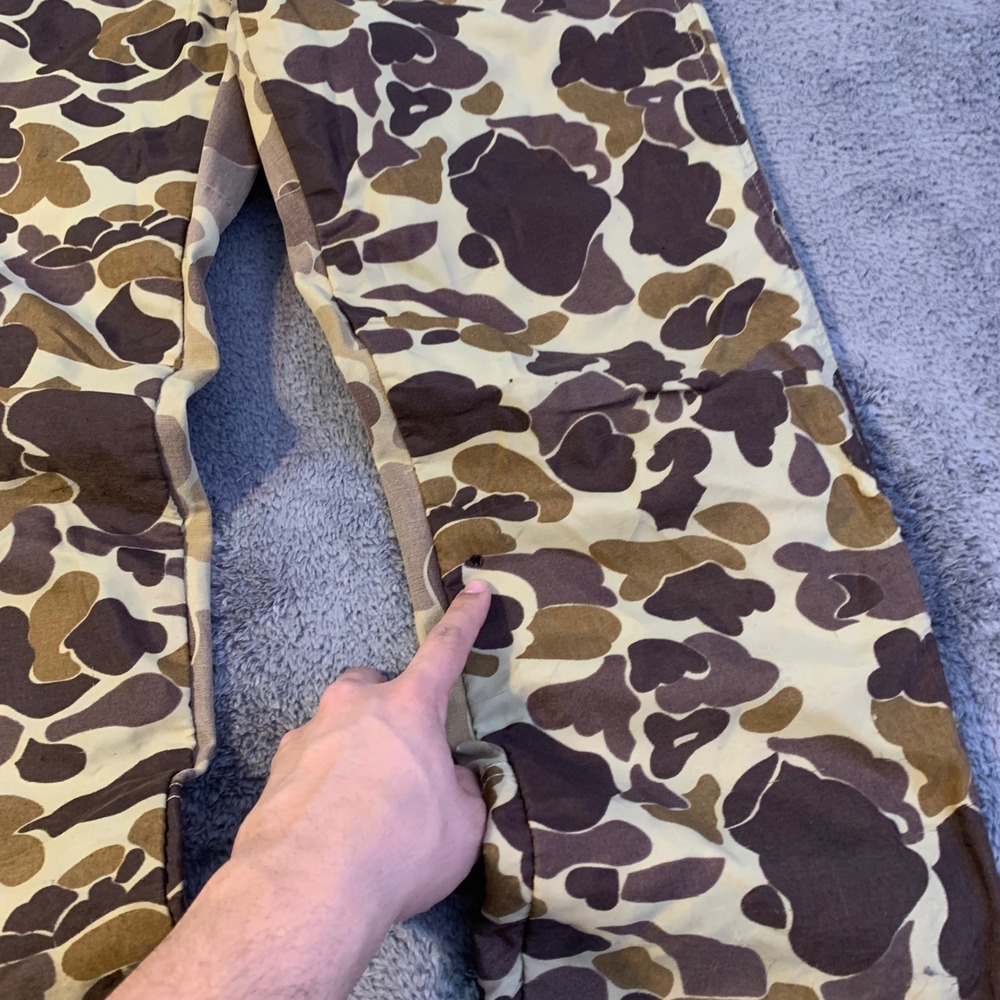 Vintage Four Square Duck Hunter Camo Pants Mens 30x29 Frog Skin Canvas Hunting - Picture 3 of 8